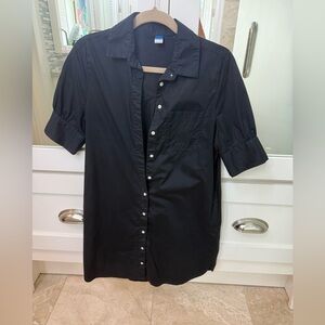 Old Navy Black Button Down Shirt Dress